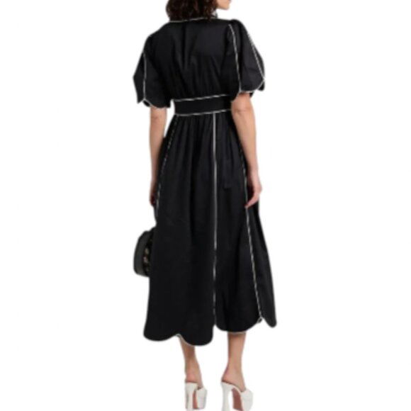 NEW with Tags Farm Rio twisted cotton midi dress in Black and White Size Small - Picture 2 of 10